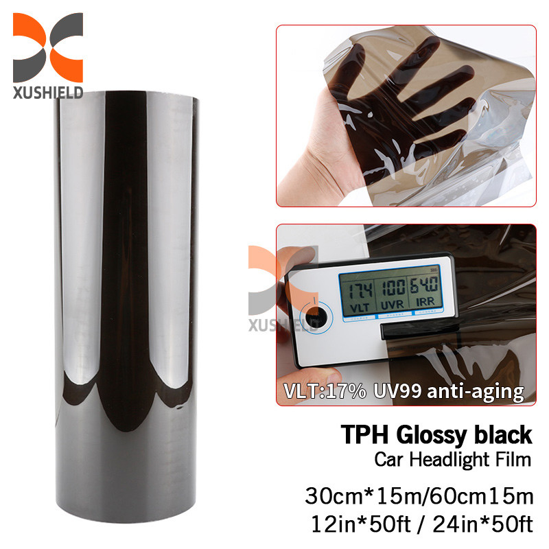 XUSHIELD TPH TPU de alta qualidade Farol de carro Tint Film Light Black Smoke Black Tail Light Farol de carro Tint Film