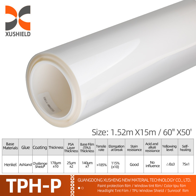 TPH 1.52*15M Rolo de alto brilho CLEAR Transparente Adesivo Proteção de pintura de carroceria Ppf Film Tph
