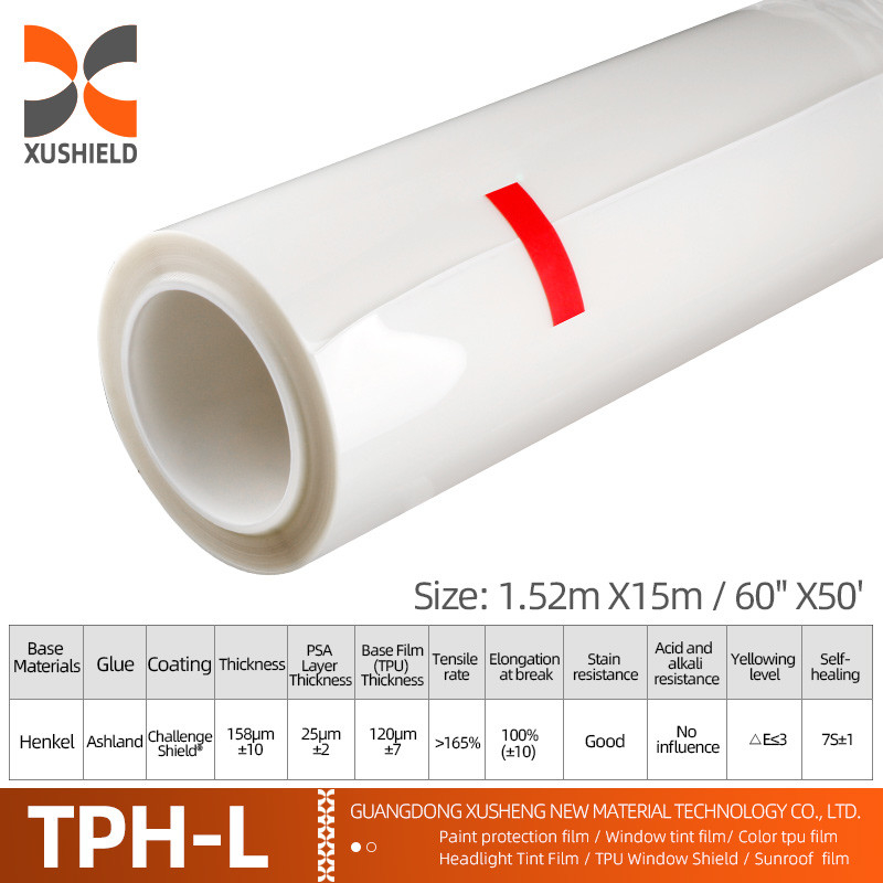TPH 1.52*15M Rolo de alto brilho CLEAR Transparente Adesivo Proteção de pintura de carroceria Ppf Film Tph