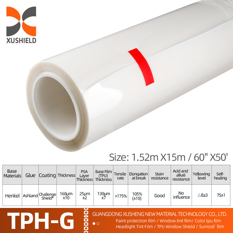 TPH 1.52*15M Rolo de alto brilho CLEAR Transparente Adesivo Proteção de pintura de carroceria Ppf Film Tph