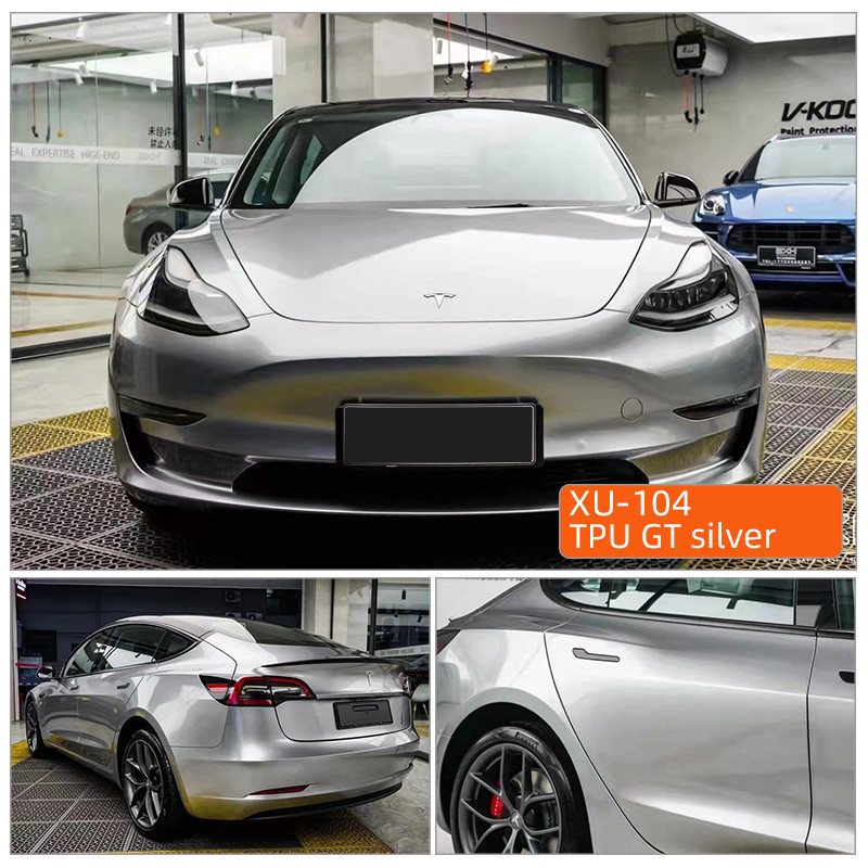 TPU GT prata 1.52*17m Super Brilhante Car wrap Anti-Razão Auto-Curando Tinta Transparente TPU PPF Proteção Film Roll Car Proteção Film
